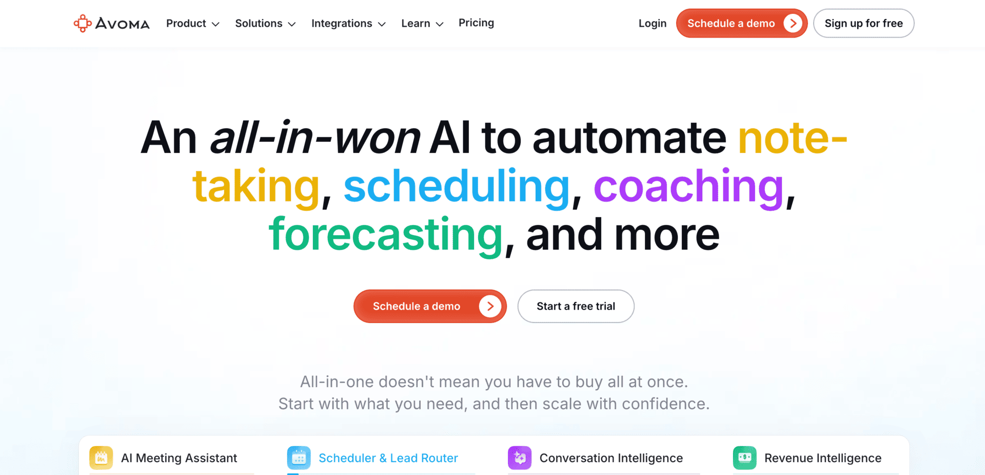 Avoma screenshot - Productivity interface and features overview