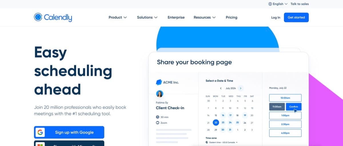 Calendly screenshot - Productivity interface and features overview