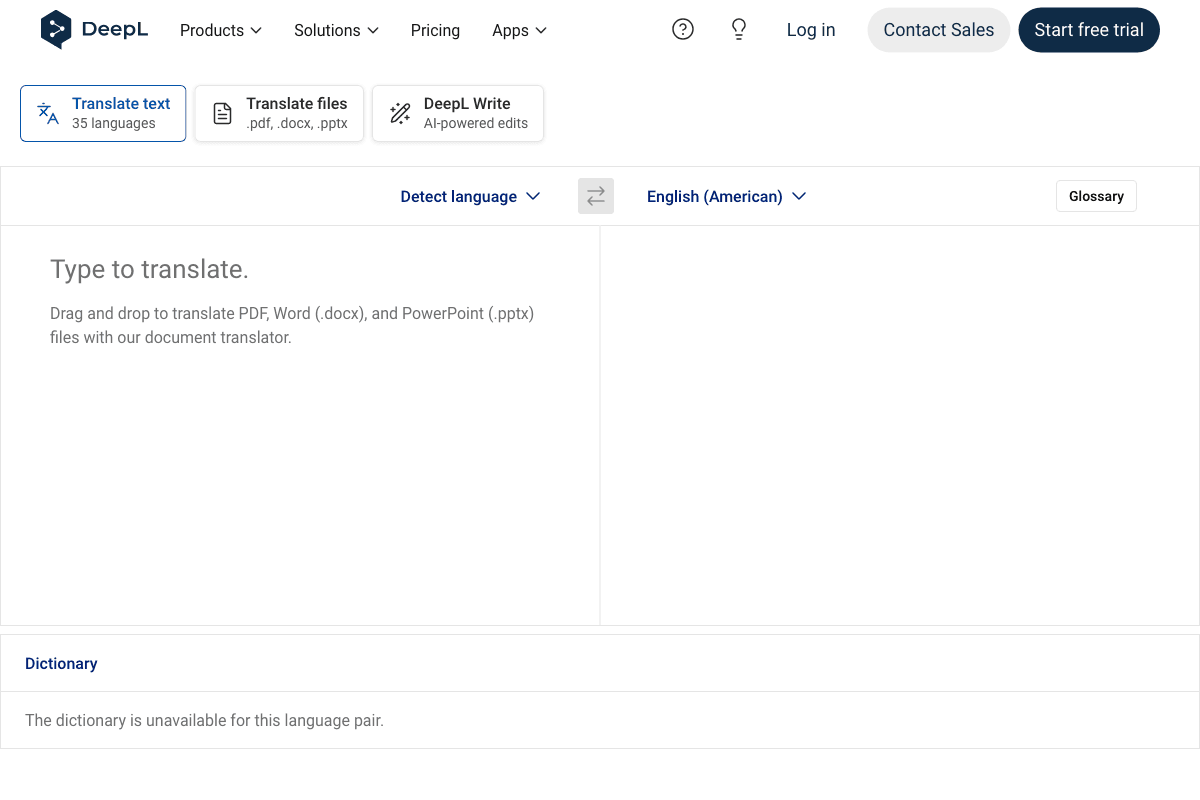 DeepL Translator screenshot - Content Creation interface and features overview