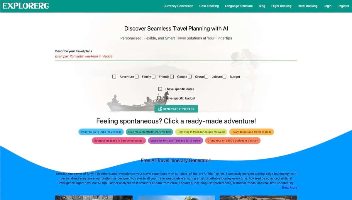Explorerg screenshot - Productivity interface and features overview