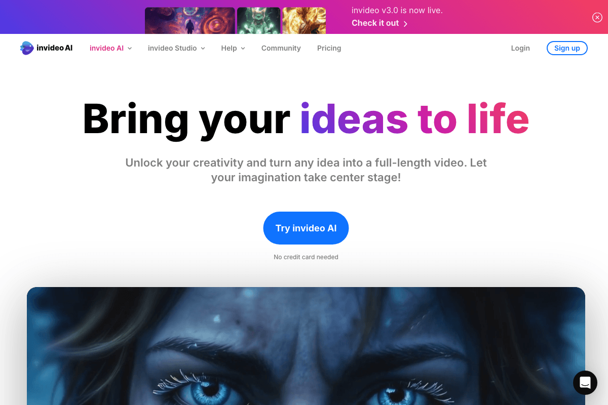 InVideo AI screenshot - Video & Animation interface and features overview