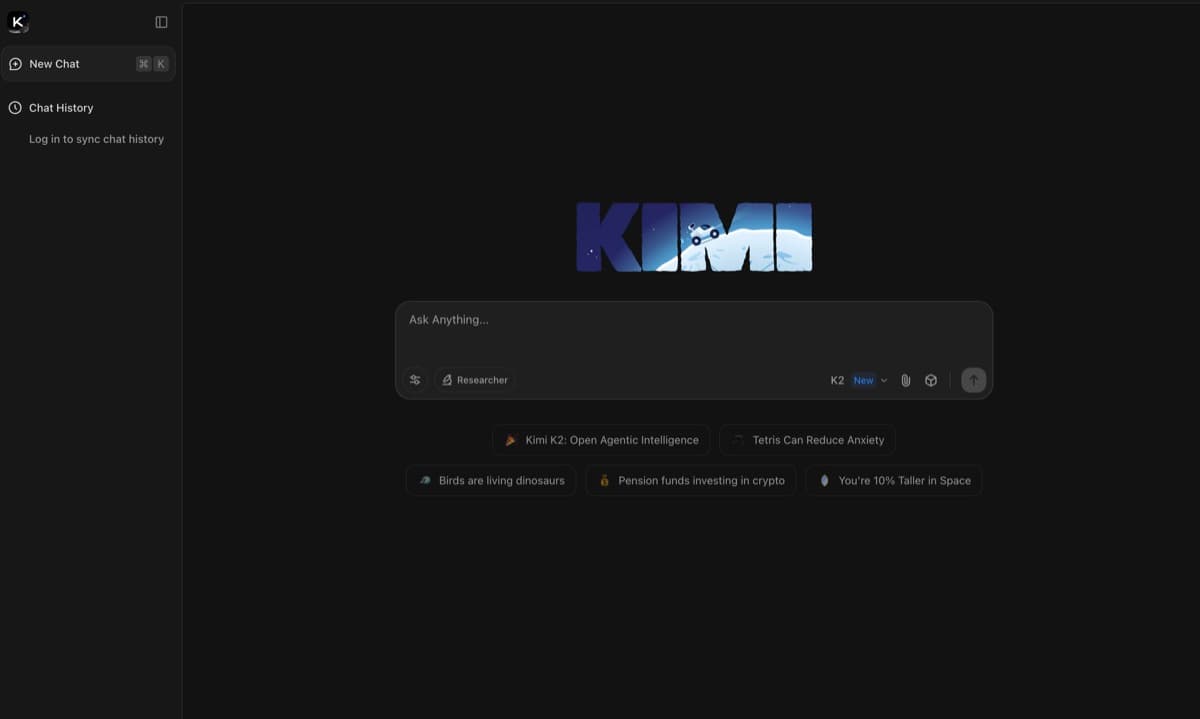 Kimi.com screenshot - AI Assistants interface and features overview