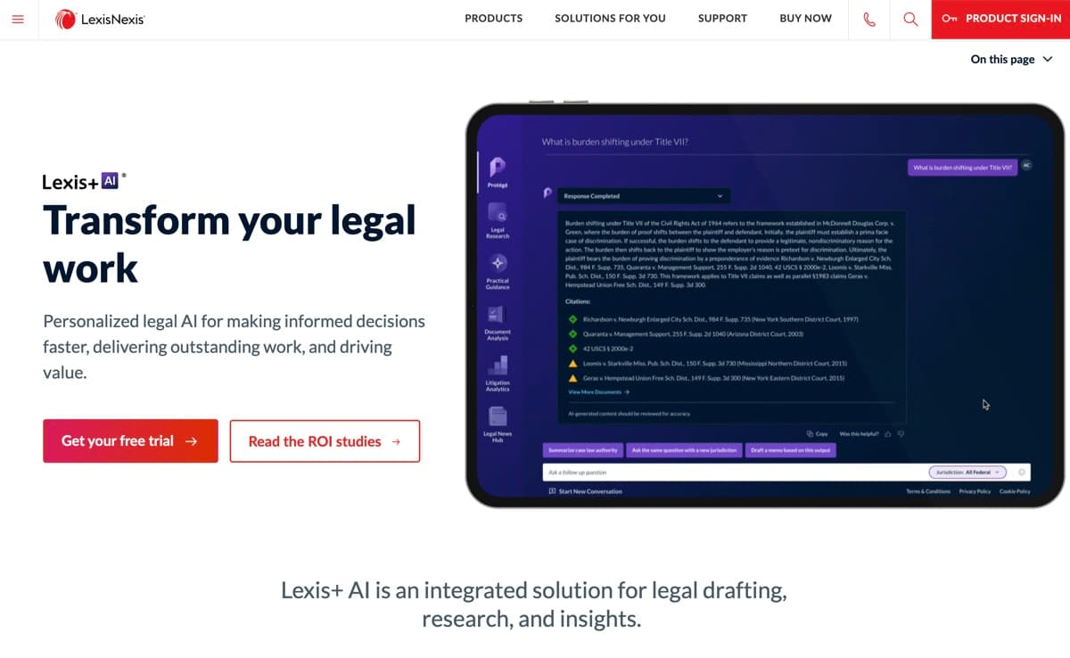 LexisNexis AI screenshot - Research & Analysis interface and features overview