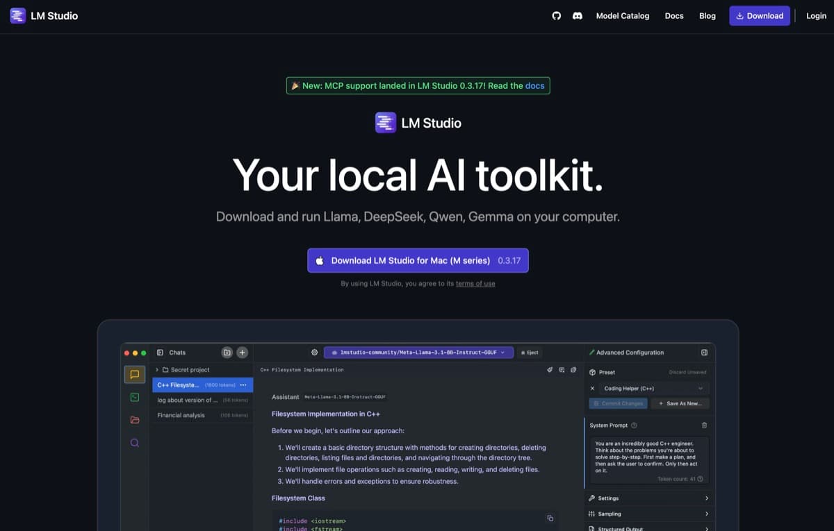 LM Studio screenshot - AI Assistants interface and features overview