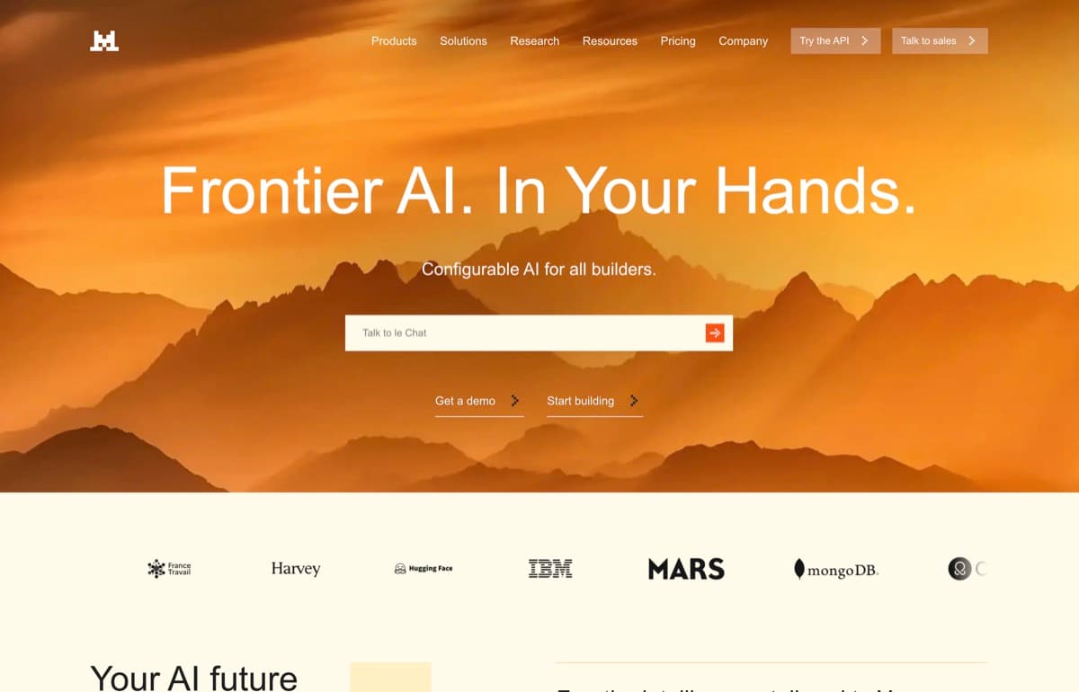Mistral AI screenshot - AI Assistants interface and features overview
