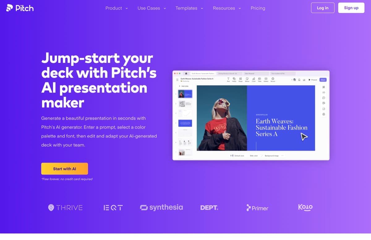 Pitch screenshot - Productivity interface and features overview