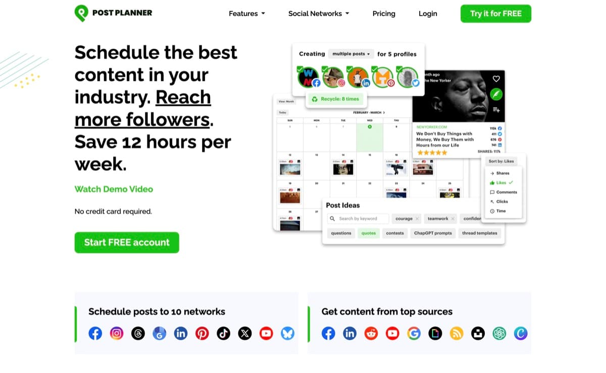 Post Planner screenshot - Marketing interface and features overview