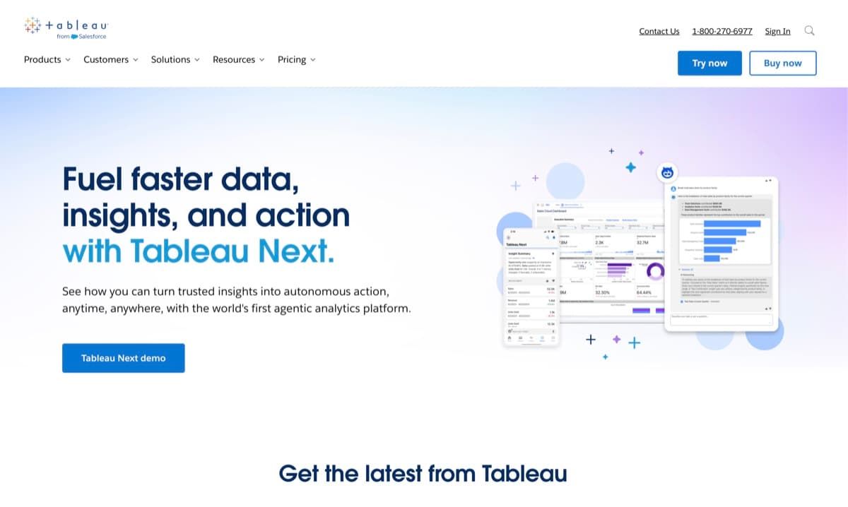 Tableau screenshot - Business & Marketing interface and features overview
