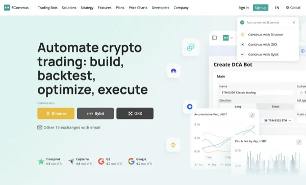 3Commas screenshot - Business Intelligence interface and features overview