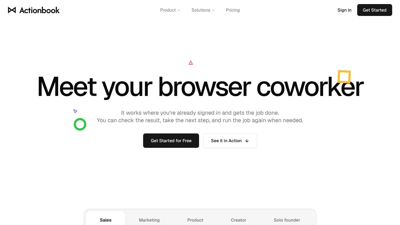 Actionbook screenshot - Productivity interface and features overview