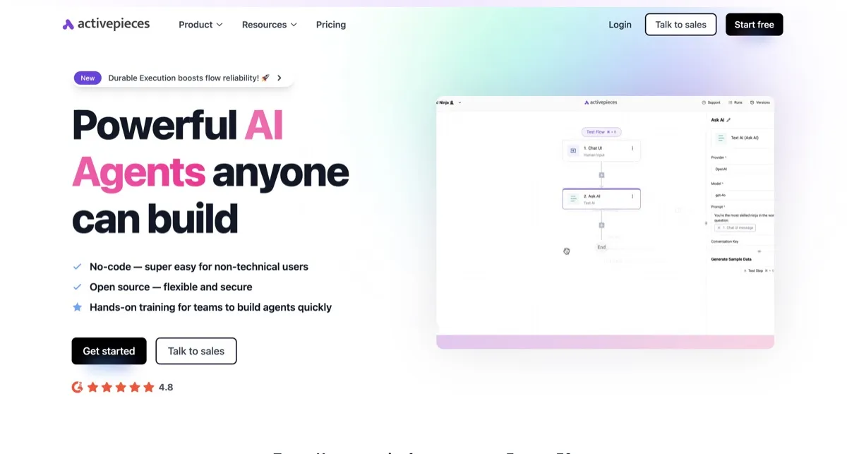 ActivePieces screenshot - Productivity interface and features overview