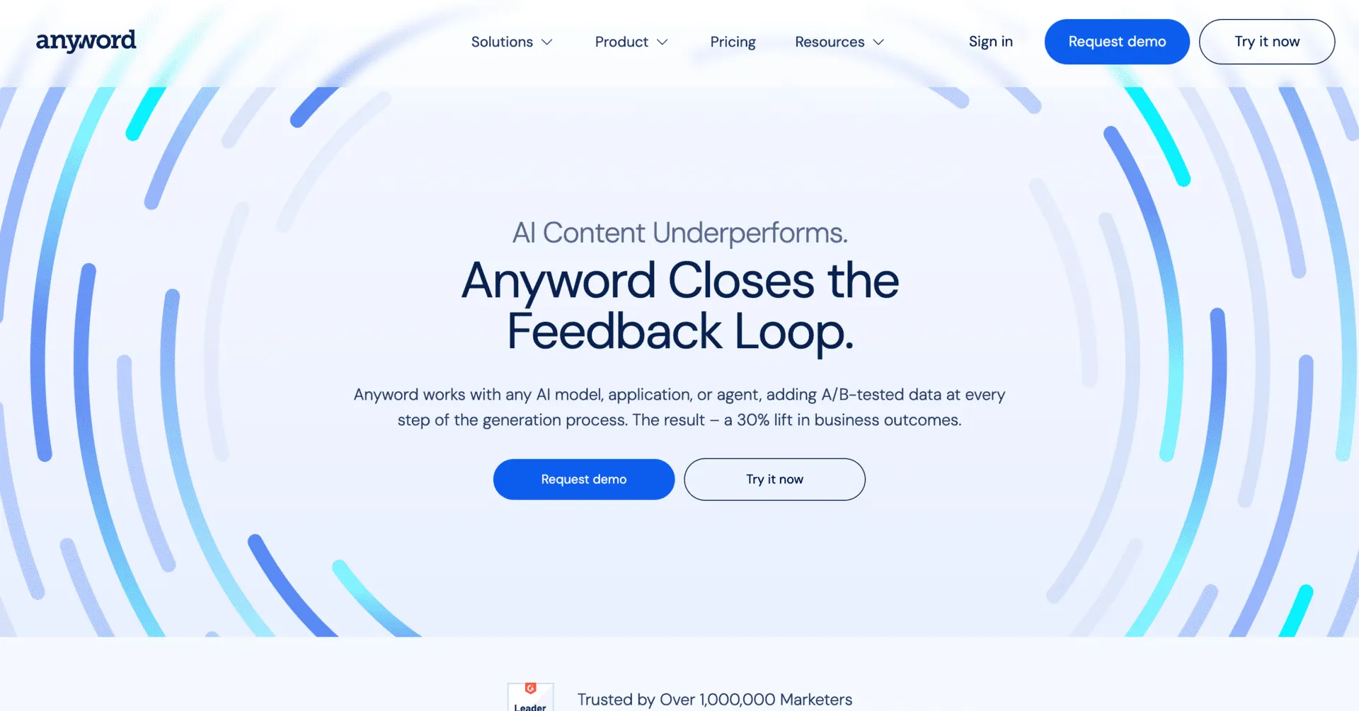 Anyword screenshot - Content Creation interface and features overview