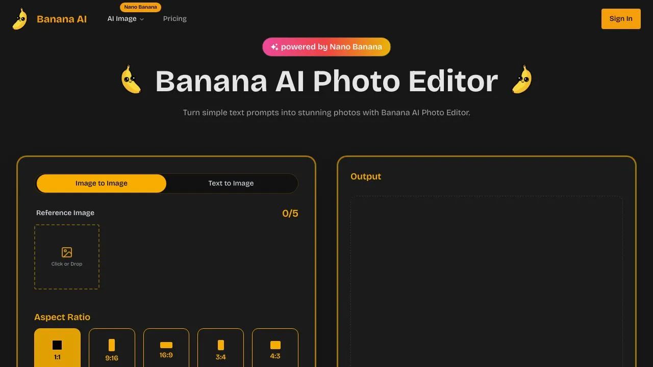 Bananaai screenshot - Image Generation interface and features overview