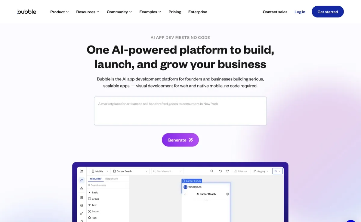 Bubble screenshot - Development interface and features overview