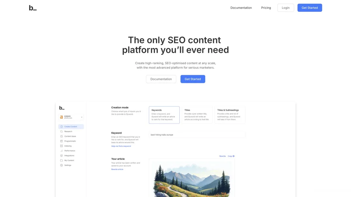 Byword screenshot - Content Creation interface and features overview