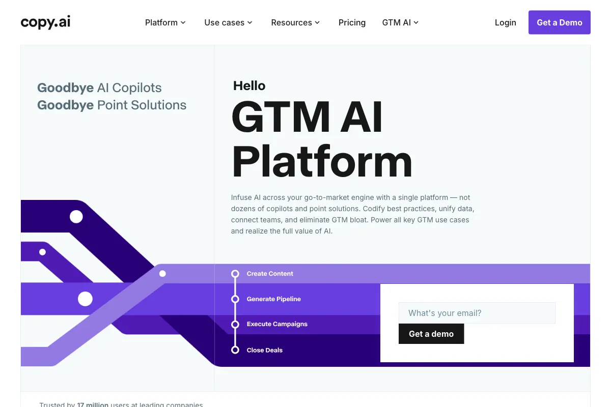 Copy.ai screenshot - Business & Marketing interface and features overview