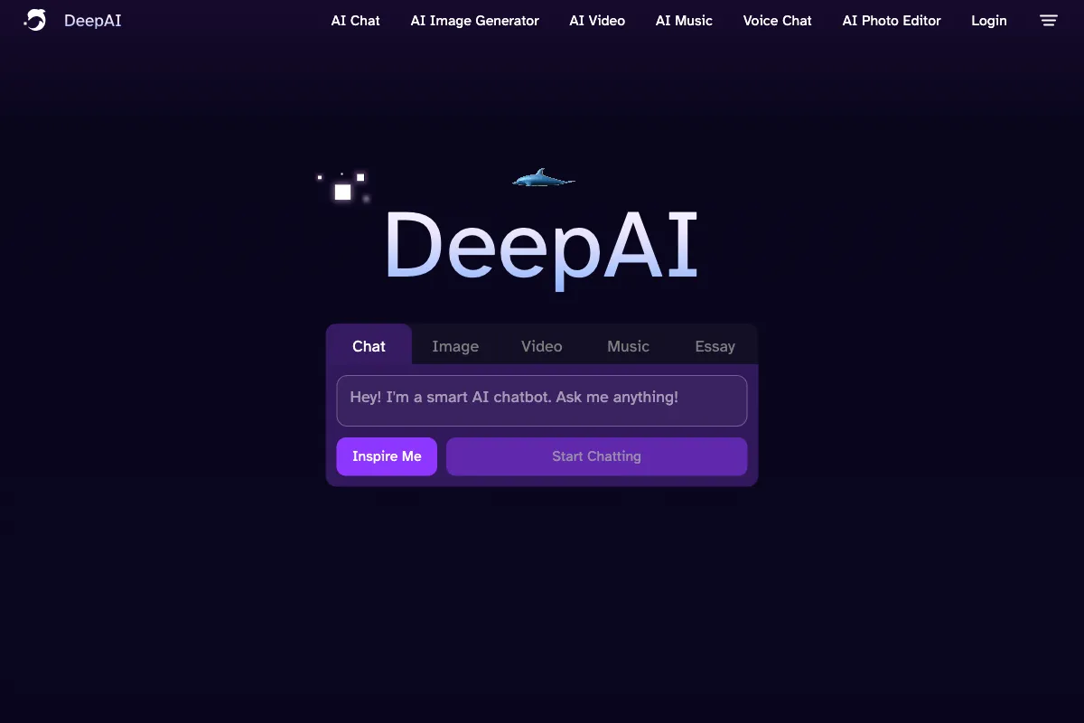 DeepAI screenshot - AI Assistants interface and features overview