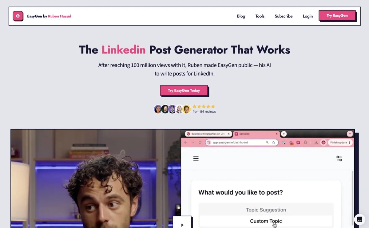 EasyGen screenshot - Content Creation interface and features overview