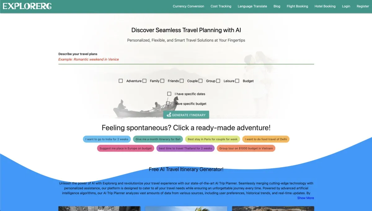 Explorerg screenshot - Productivity interface and features overview