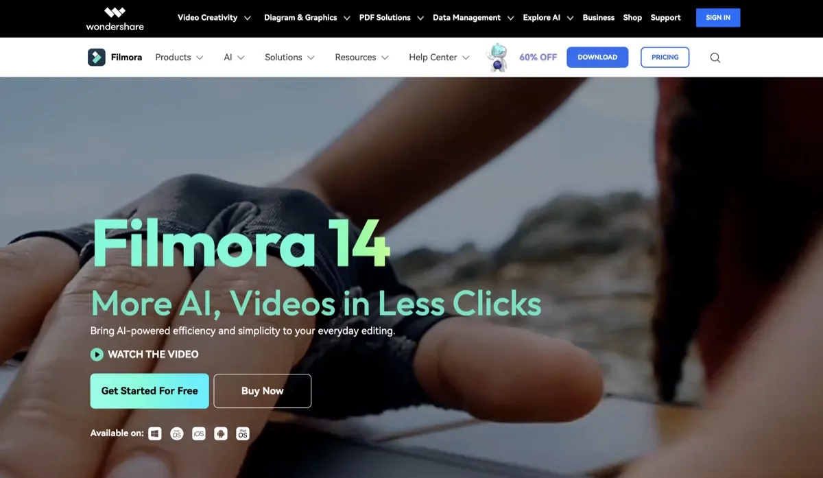 Filmora screenshot - Video & Animation interface and features overview