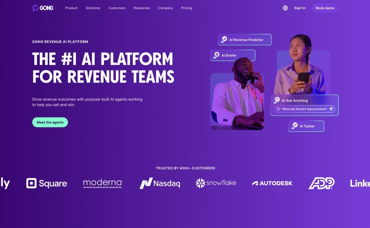 Gong screenshot - Business & Marketing interface and features overview