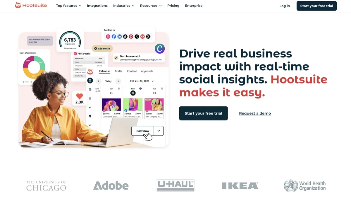 Hootsuite screenshot - Business & Marketing interface and features overview