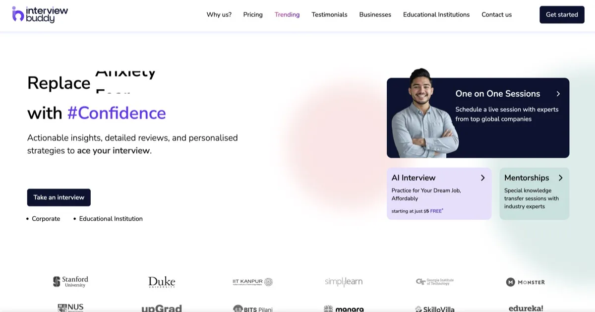 InterviewBuddy screenshot - Productivity interface and features overview
