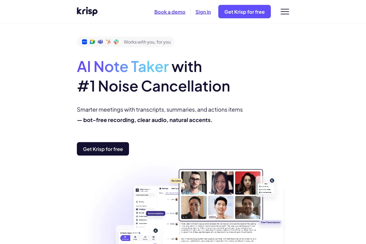 Krisp screenshot - Music & Audio interface and features overview