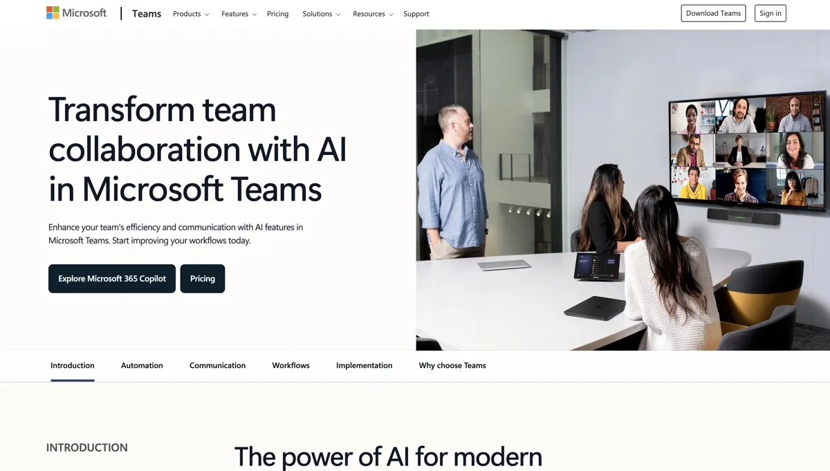 Microsoft Teams screenshot - Communication interface and features overview