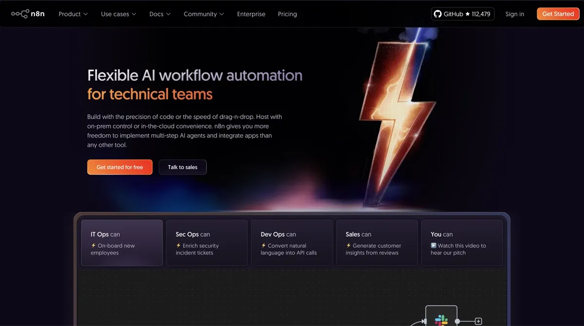 N8N screenshot - Productivity interface and features overview