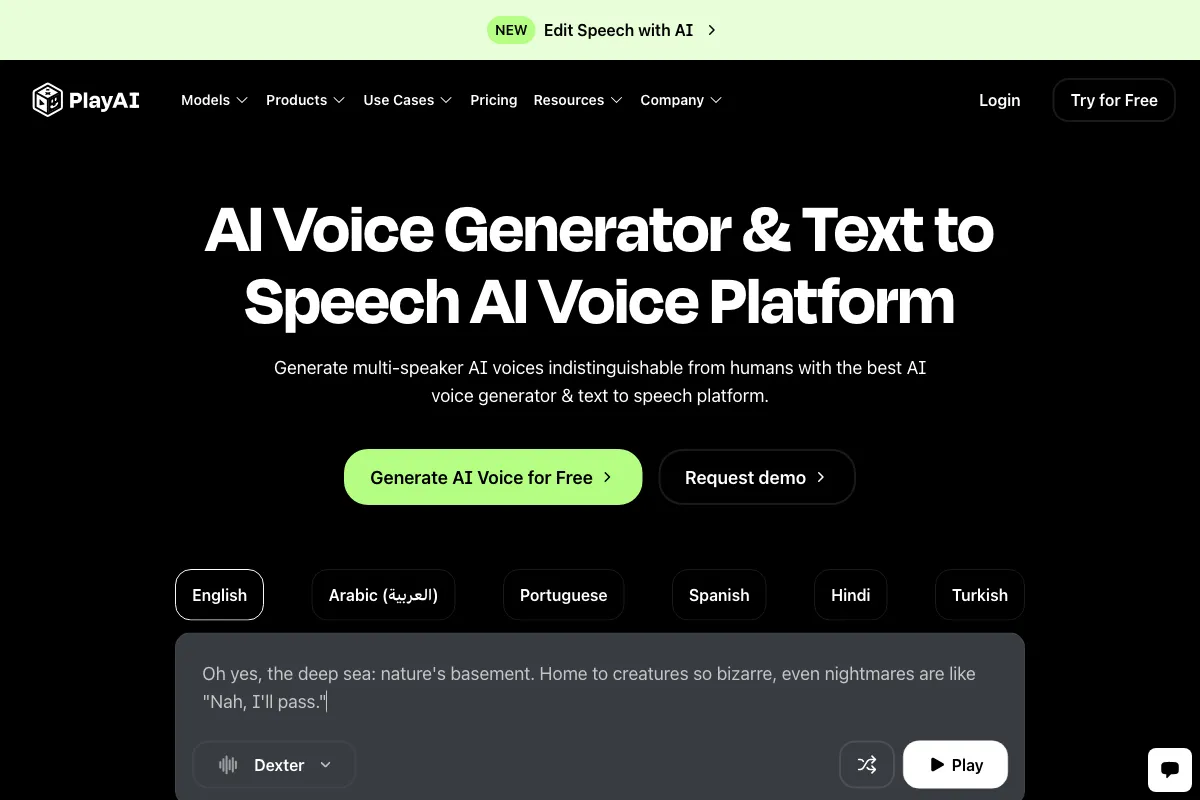 Play.ht screenshot - Music & Audio interface and features overview