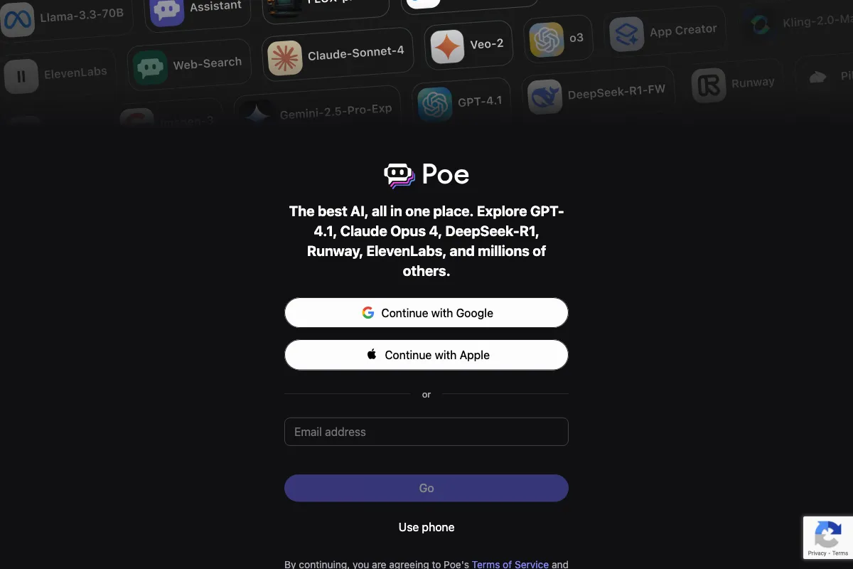 Poe by Quora screenshot - AI Assistants interface and features overview
