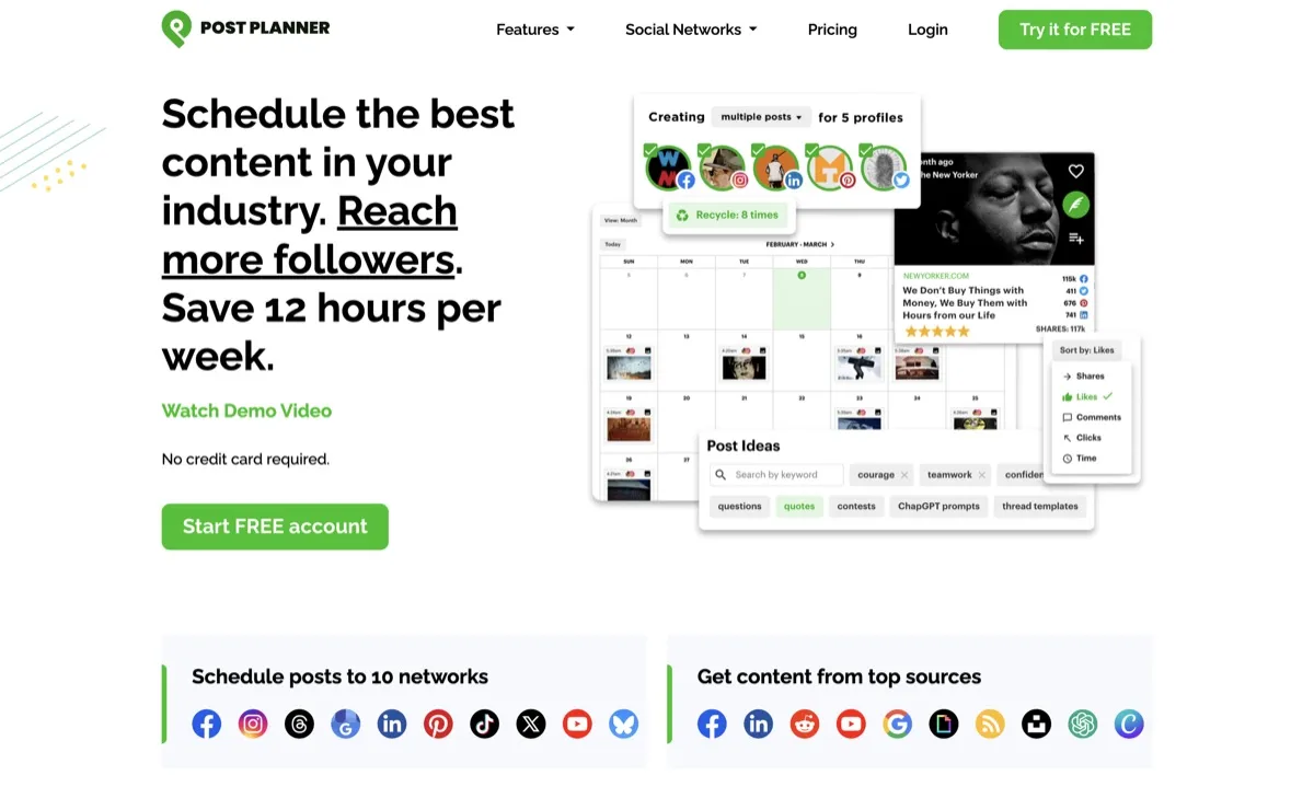 Post Planner screenshot - Marketing interface and features overview