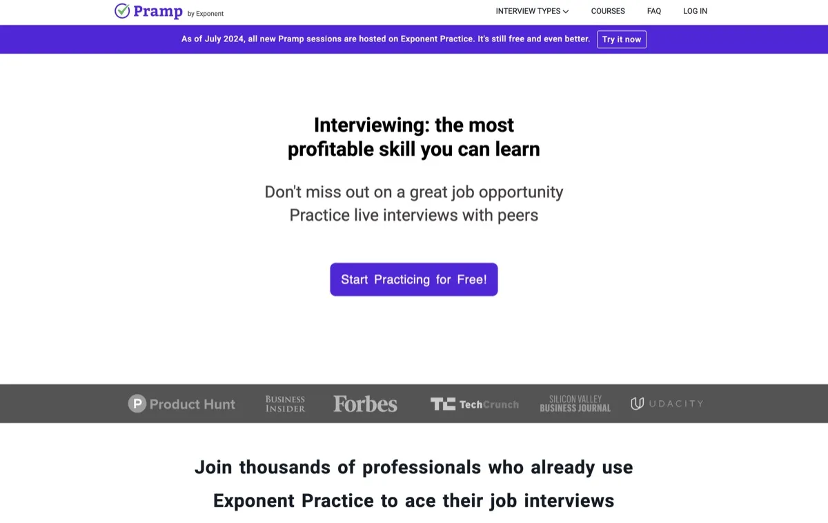 Pramp screenshot - Productivity interface and features overview