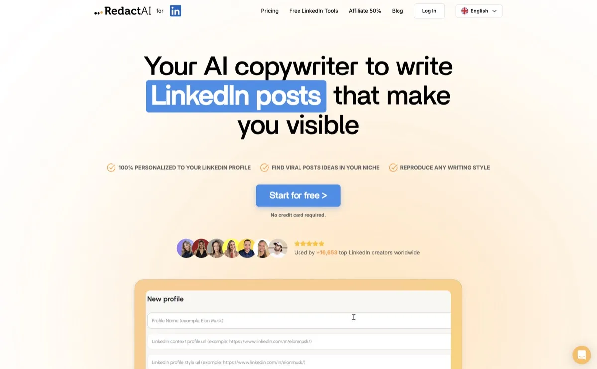 RedactAI screenshot - Marketing interface and features overview