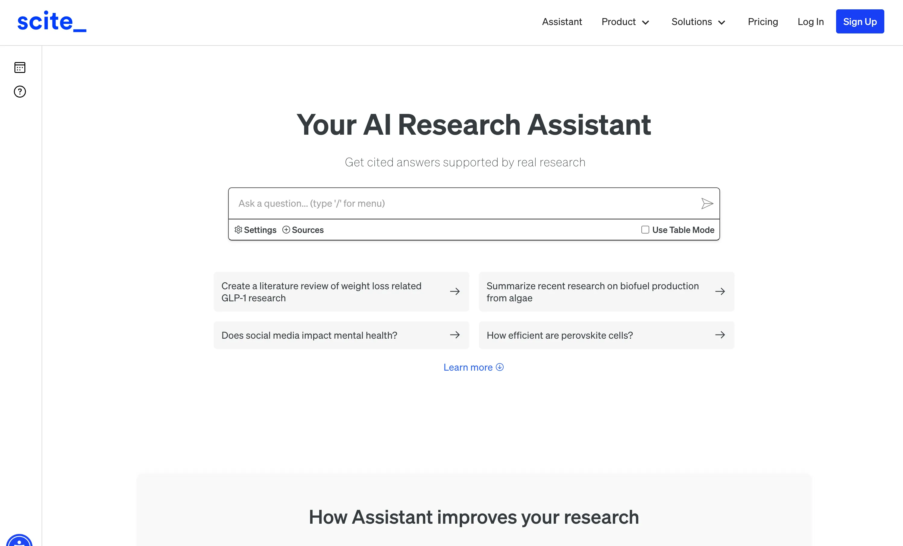 Scite AI screenshot - Research & Analysis interface and features overview