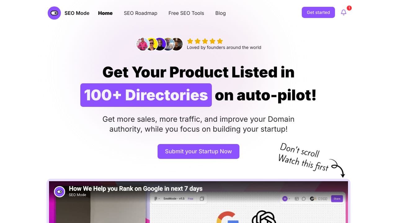 SEOmode screenshot - Marketing interface and features overview