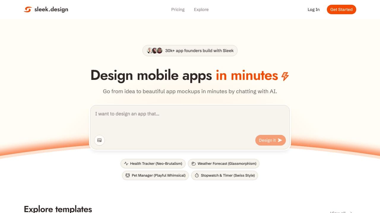 sleek screenshot - Design & Creative interface and features overview