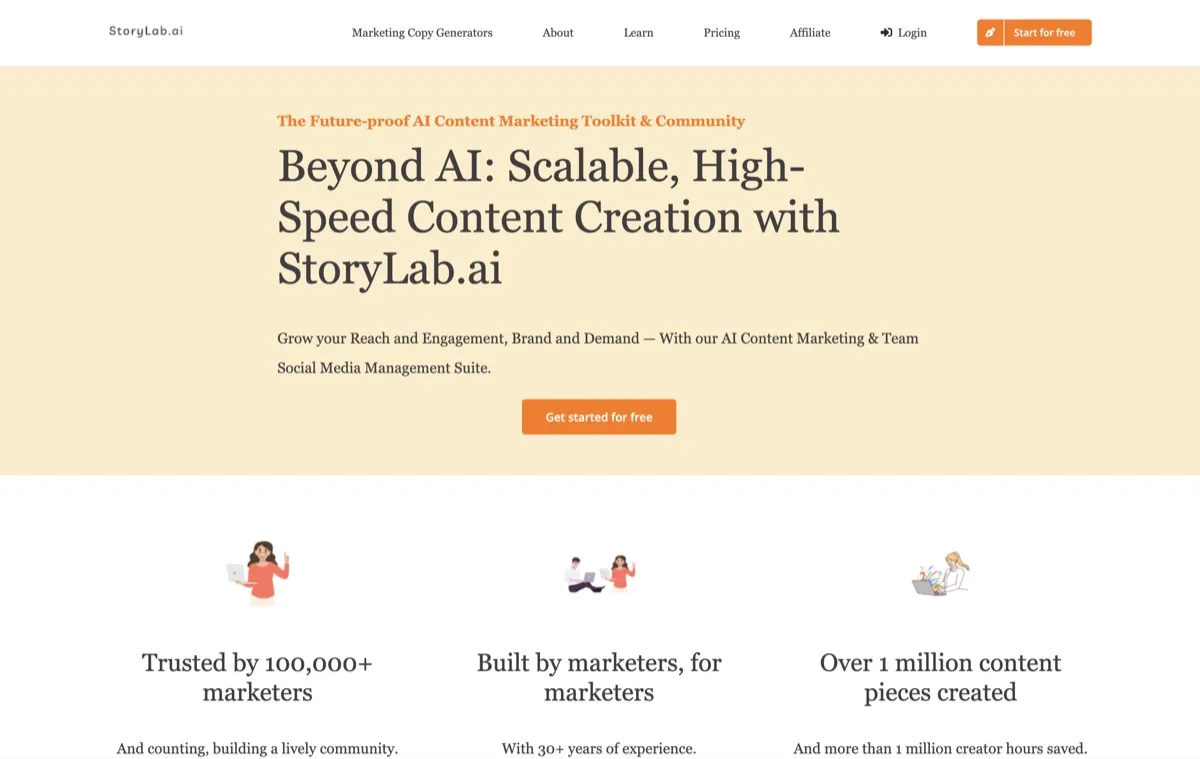 StoryLab screenshot - Content Creation interface and features overview