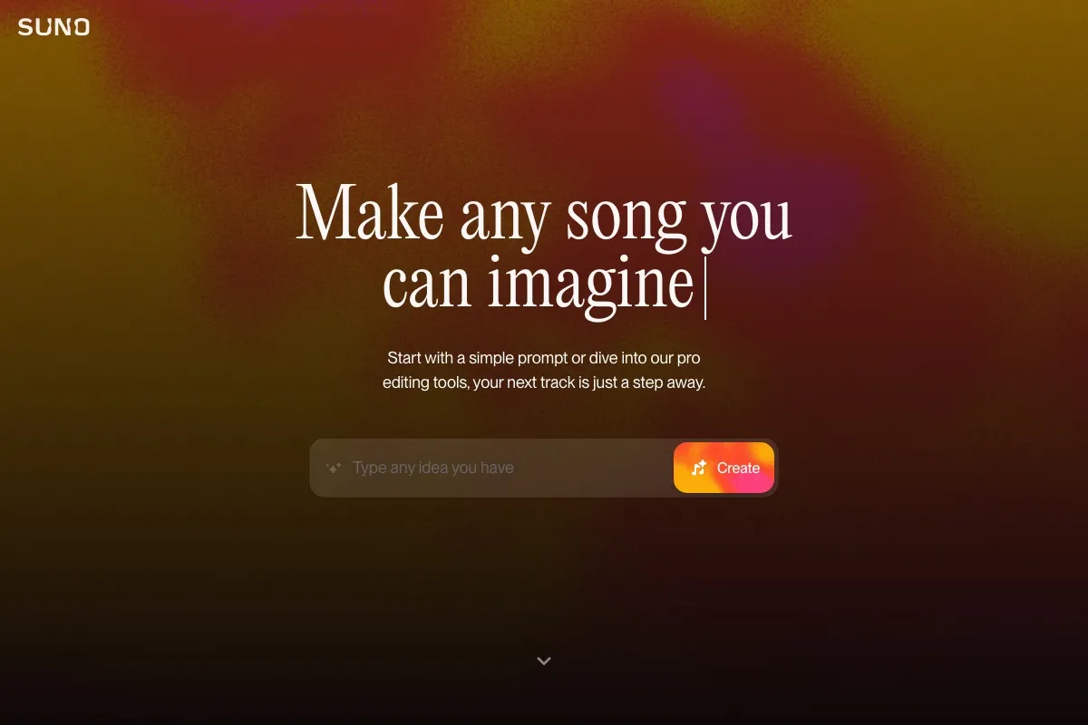 Suno screenshot - Music & Audio interface and features overview