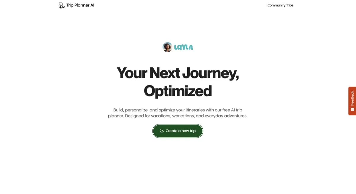 TripPlanner AI screenshot - Productivity interface and features overview