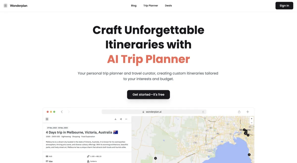 Wonderplan screenshot - Productivity interface and features overview