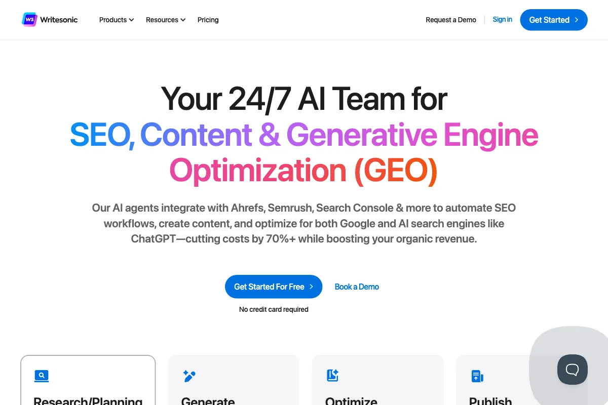 Writesonic screenshot - Content Creation interface and features overview